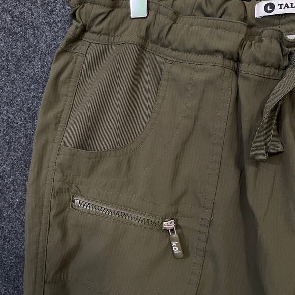 Koi Lite Scrub Pants L Tall Olive Green Slim Fit Drawstring Zip Pocket - Picture 6 of 10